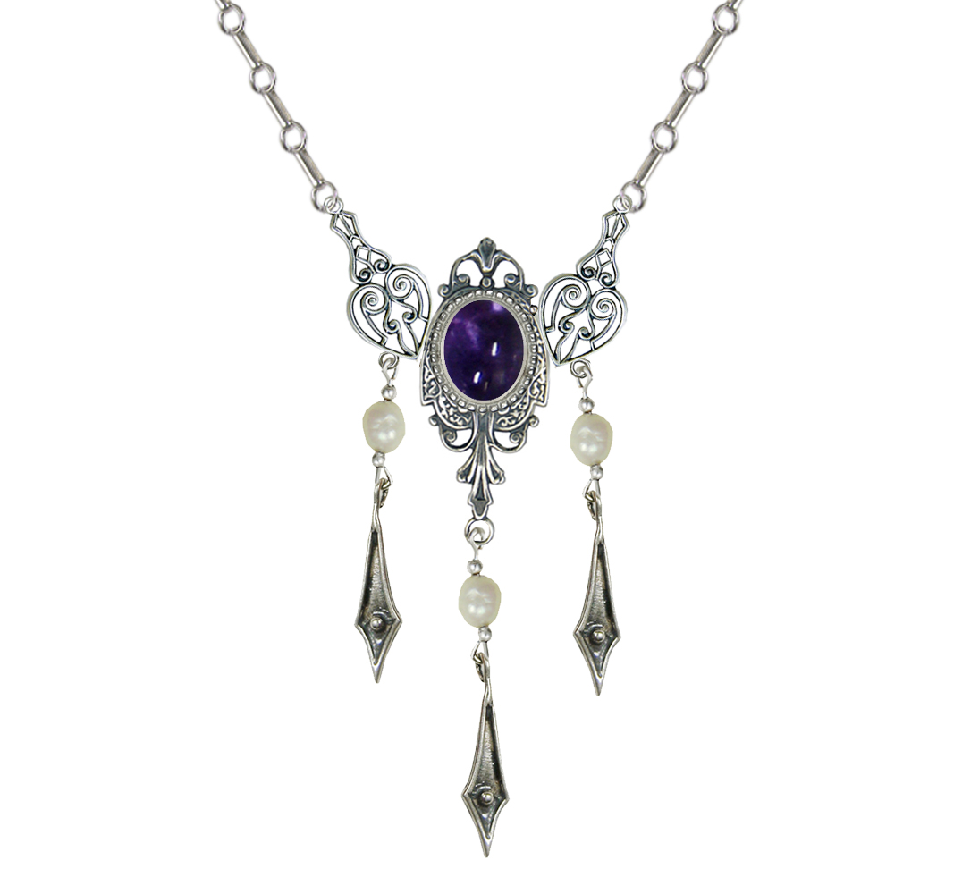 Sterling Silver Victorian Necklace With Iolite